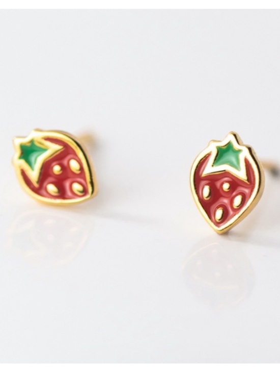 DK’S Design Co Jewelry - BOUTIQUE Gold Sterling Silver Strawberry Dainty Minimalist Stud Post Earrings